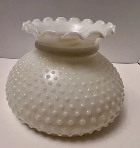 Vintage Hobnail Milk Glass Oil Lamp Shade Light Rim 7" Fitter - Picture 1 of 10