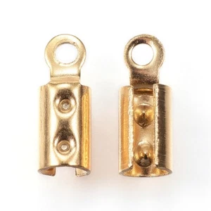 200x Stainless Steel Golden Folding Crimp Ends Fold Over Crimp Cord Ends 8.5x3mm - Picture 1 of 4