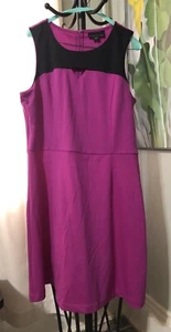 Vintage Kmart ATTENTION dunkel lila schwarz ärmellos Strickkleid Gr. XL Neu mit Etikett - Bild 1 von 9