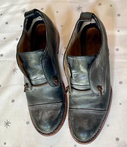 Freebird Mabel Black Leather Oxfords Womens 10 Distressed Slip-on Loafers - Picture 1 of 8