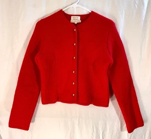 Tally Ho 100% Boiled Wool Womens Red Vintage Cardigan Sweater Jacket Size 10 - Picture 1 of 6