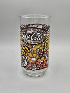 Vintage 1970s Coca-Cola Flower Power Drink Glass Cup - Picture 1 of 4