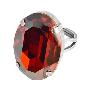 Grevenkämper Ring Swarovski Kristall verstellbar Oval rot Siam Satin Red Magma - Bild 1 von 7