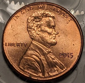 2015 Lincoln Shield Cent Error Spiked Head Penny Split In 2 Nice Red Coin - Picture 1 of 5