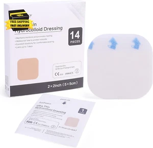Hydrocolloid Bandages, 2”X2”, 14 Patches, Ultra Thin, HSA FSA Eligible, Sterile, - Picture 1 of 7