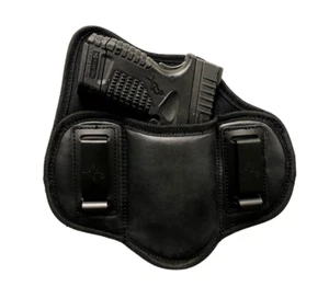 IWB Dual Clip Soft Leather Pancake Holster for Glock 26/27/33 & Springfield XDS - Picture 1 of 5