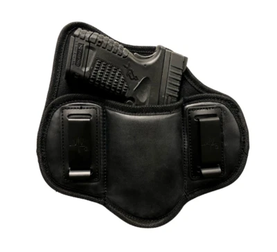 IWB Dual Clip Soft Leather Pancake Holster for Glock 26/27/33 & Springfield XDS