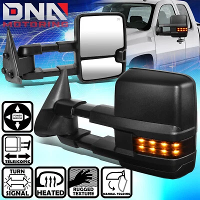 PARA CHEVY SILVERADO 2003-2007 PAR ESPEJO RETROVISOR REMOLQUE ELÉCTRICO NEGRO + SEÑAL LED + CALOR Foto 1 de 4