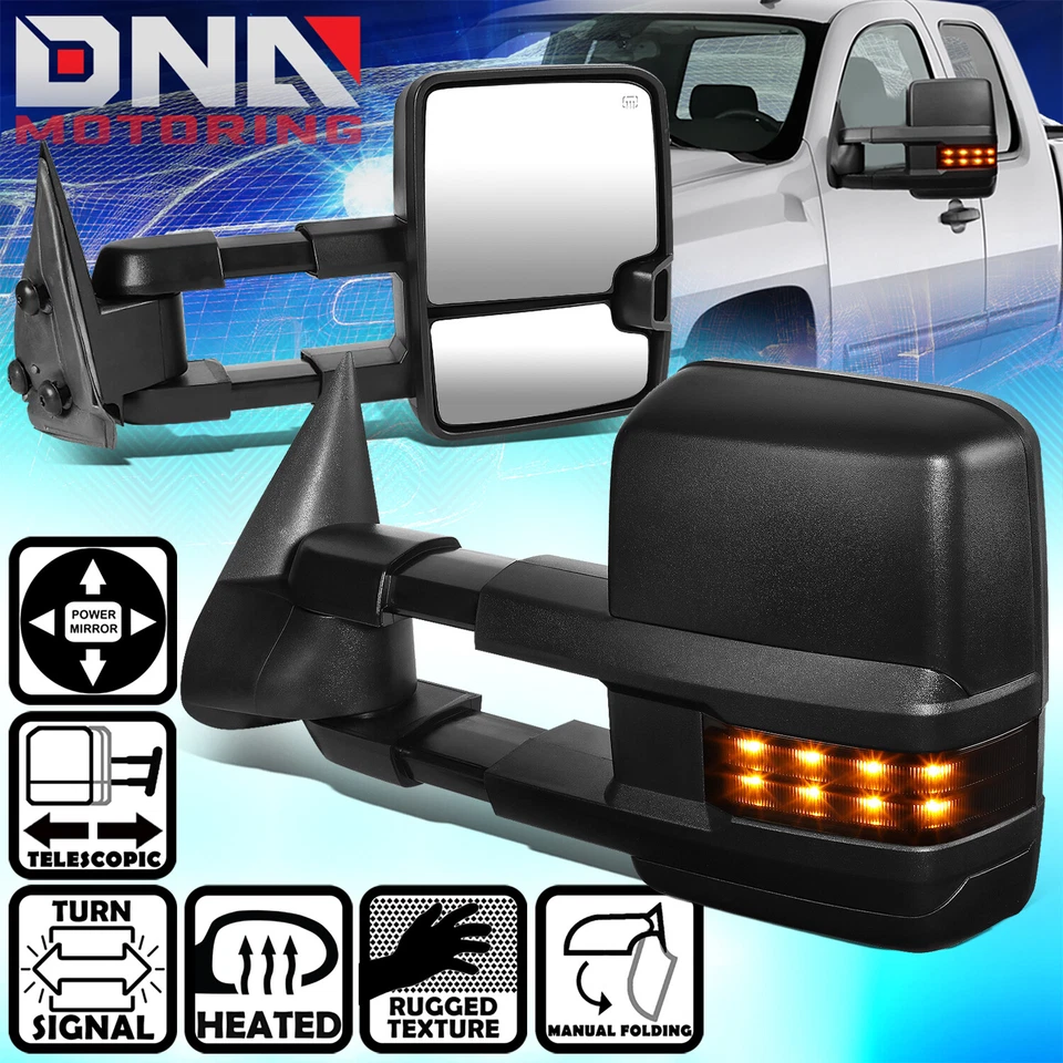 ДЛЯ 2003-2007 CHEVY SILVERADO ПАРА ЧЕРНЫЙ ПИТАНИЕ БУКСИРОВКИ ЗЕРКАЛО + СВЕТОДИОДНЫЙ СИГНАЛ + ТЕПЛА - Изображение 1 из 4