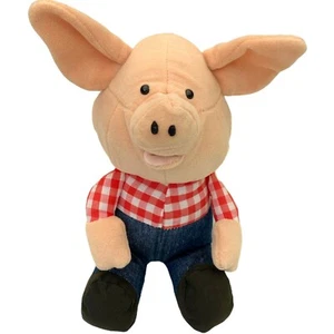 Vintage Carousel by Guy Pig Plush Stuffed Toy Farmer Check Shirt Made in Korea - Picture 1 of 12