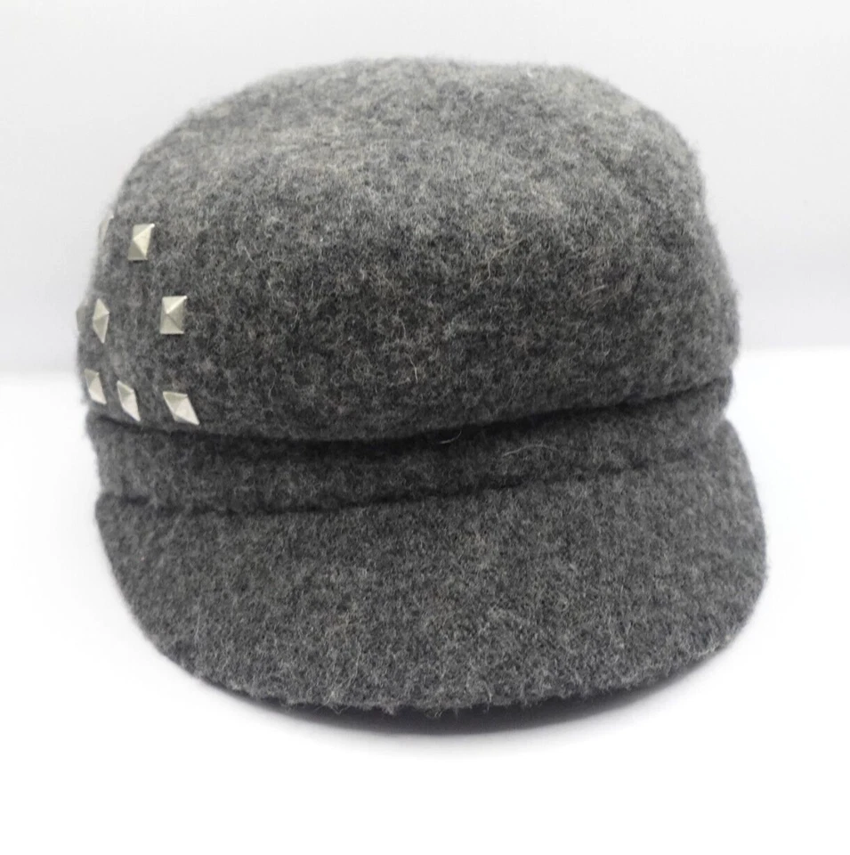 Gorra elástica con tachuelas para mujer gris 80 % lana Foto 1 de 4