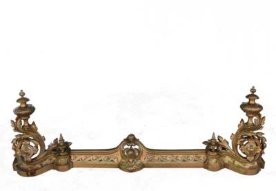 Paire de chenets bronze style Louis XV à décor de feuilles d'acanthes XIXème - Photo 1/4