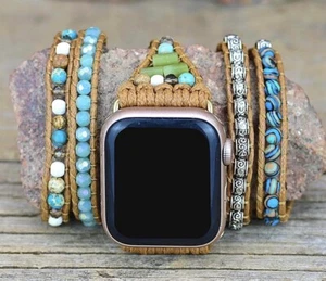 Boho multi wrap bracelet for Apple Watch Jade - Picture 1 of 4