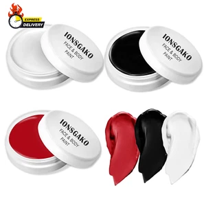 3PCS Clown Makeup Kit Black White Red Face Body Paint Professional Oil Based Bod - Picture 1 of 12
