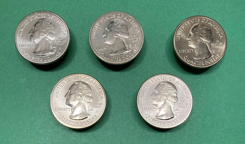 2019-S  ATB National Park Quarter 5 Coin Set From Roll BU Mint - Image 1 of 3