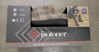 Isotoner 男式经典柔软记忆泡沫舒适连帽拖鞋。 XXL 13-14 — 第 1/2 张图片