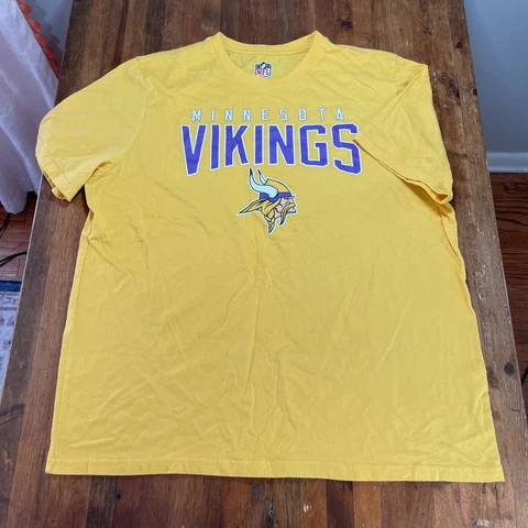 Minnesota Vikings Shirt Mens 2XL XXL Yellow Short Sleeve Crew Neck NFL Cover