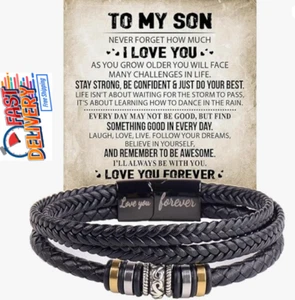 To My Son Gift for Son Bracelet Love from Mom, Dad Forever Birthday, Graduation - Picture 1 of 7