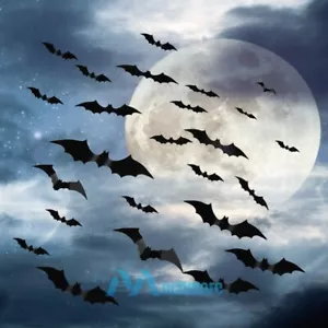 224Pcs 3D Bats Halloween Wall Decoration Stickers Scary Stickers Indoor&Outdoor - Picture 1 of 18
