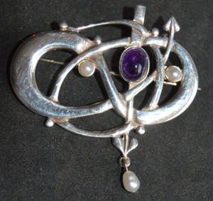 Spilla Art Nouveau Gioielli Shetland vintage con marchio Glasgow ragazze ametista - Foto 1 di 6