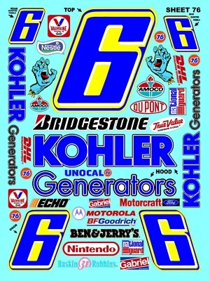 WHITE VINYL  Sticker Racing SHEET 76-R/C MODEL Die-cut -Decals 1/12-1/10-Axial - Image 1 of 4