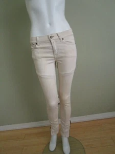 RALPH LAUREN BLUE LABEL Beige Distressed Stretch Denim Ankle Zipper Jean Size 29 - Picture 1 of 8