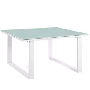 Modway Outdoor Patio Furniture Aluminum Metal Square Accent Side Table in White - Picture 1 of 4