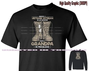 Vietnam War Veteran Honor Being A Family Grandpa Priceless Black T Shirt - Picture 1 of 5