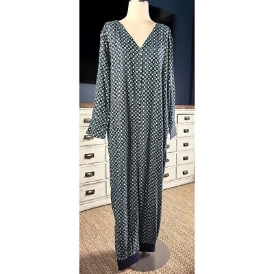 Nuevo con etiquetas Nuevo $120 Anthropologie Alexandra Farmer Azul Franela Dormir Pjs Mono XL Foto 1 de 4