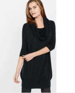 NEW EXPRESS Womens Dress Knit Sweater Cowl Neck 3/4 Length Sleeves Black Size S - Picture 1 of 12