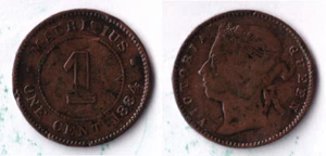 Münze, Mauritius 1 Cent 1884 Königin Victoria (1877 - 1901) Bronze KM# 7 - Bild 1 von 1