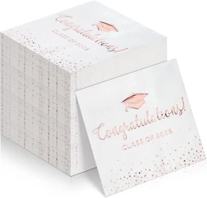 100Pcs Class of 2025 Graduation Napkins, Disposable Congratulation Grad Paper Co - Picture 1 of 12