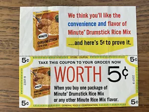 Vintage Minute Rice Mix Drumstick Grocer's Coupon 5 Cents Advertisement Ephemera - Picture 1 of 2