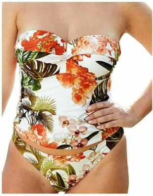 FIGLEAVES BALI PALM U/W TUMMY CONTROL TWIST TANKINI BIKINI BRA ONLY-CORAL - Image 1 of 4