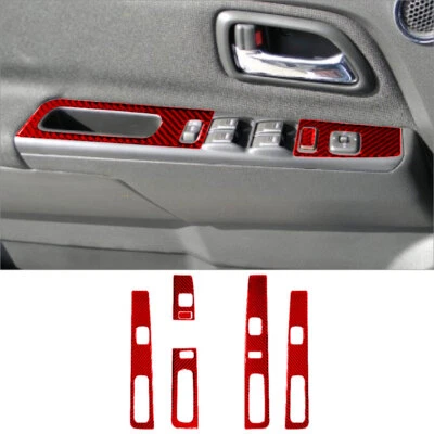 Cubierta de control de puerta de fibra de carbono roja 6 piezas para Colorado/Canyon 4 puertas Foto 1 de 4
