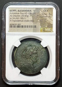(138-161 dC) Egipto Romano - AE Dracma de Antonino Pío, NGC ChF. - Imagen 1 de 4
