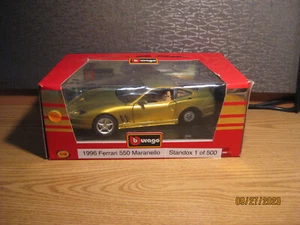 1/18 1996 FERRARI 550 MARANELLO IN GOLD BY BURAGO # 3354S (RARE VERSION) - Picture 1 of 22