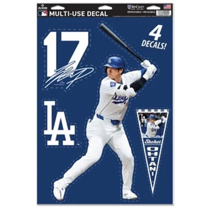 SHOHEI OHTANI LOS ANGELES DODGERS 4-PACK MULTI USE REMOVABLE REUSABLE DECALS NEW - Picture 1 of 1