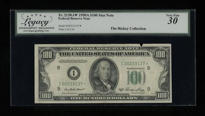 DBR 1950-A $100 FRN Minneapolis STAR Fr. 2158-I* Legacy 30 Serial I00233137* - Image 1 of 2