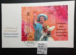 GB Alderney 2000 Commemorative Stamps~Queen Mother M/S~Set~VFU on piece ~ex fdc - Picture 1 of 2