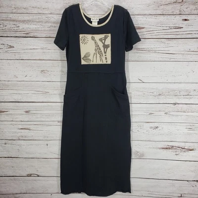 Vintage Nina Piccalino Women's Black 100%Cotton Front Pockets Dress Size 8 - Image 1 of 4