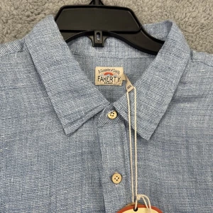 Camisa Faherty S/S Palma 100% Lino Para Hombre XXL 2XL Azul Tejido de Cesta - Imagen 1 de 8