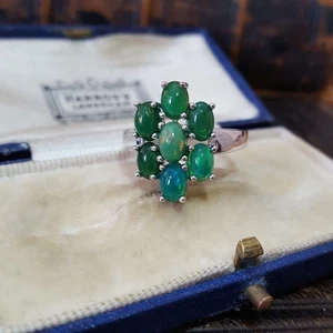 925 Sterling Silver Ring, Natural Green Paradise Opals Ring, Size S US 9 - Picture 1 of 9