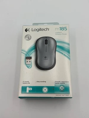 Logitech M185 Wireless Mouse – Grey – Brand New – Nano Receiver – Sealed Box - Image 1 of 4