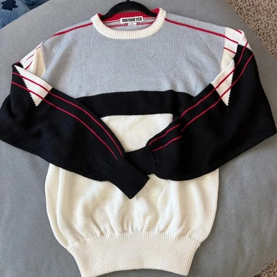 Vintage 80s Obermeyer Windstar Ski Sweater Wool Blend Colorblock  XL Gaper Day - Image 1 of 4