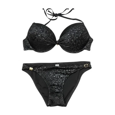 Raro De Colección 10 Victoria's Secret Muy Sexy Negro Leopardo Calavera Pushup Bikini Conjunto XS  Foto 1 de 4