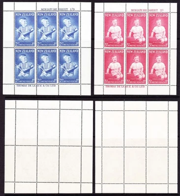 B396 New Zealand FOUR Miniature Sheets. MUH  Water sports has bends on margin - Image 1 of 2
