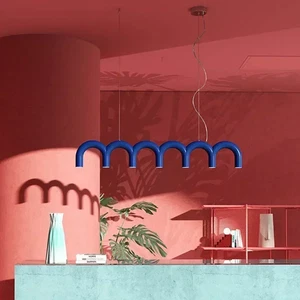 Metal Macaron Oblure Arch Chandelier Design LED Light Kitchen Luminaire Suspend - Picture 1 of 27