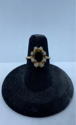 14k Yellow Gold Opal Accent Sz 5.5 Ring (Missing Center Stone) 2.4g - Image 1 of 4