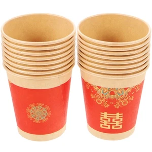  50Pcs Paper Cup One Time Chinese Style Coffee Cup paper Tea Cup Wedding Party - Picture 1 of 12